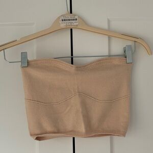 Beige Strapless Knit Tube Top